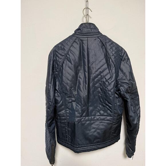Gazzarrini Jacket Mens 50 Blue Quilted Moto Biker Full Zip Made in Italy Nylon - Picture 3 of 16